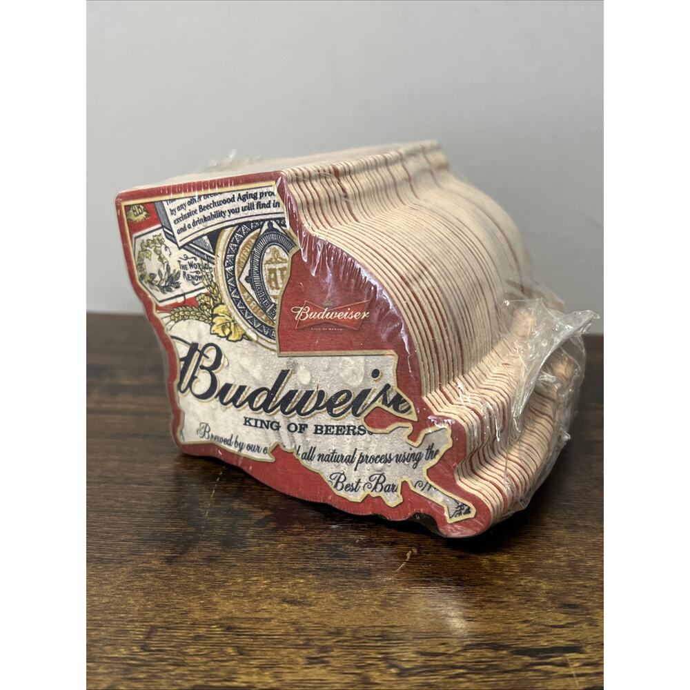 VTG Lot of 50‎ BUDWEISER Paper Coasters, State of Louisiana Shaped, NEW NOS